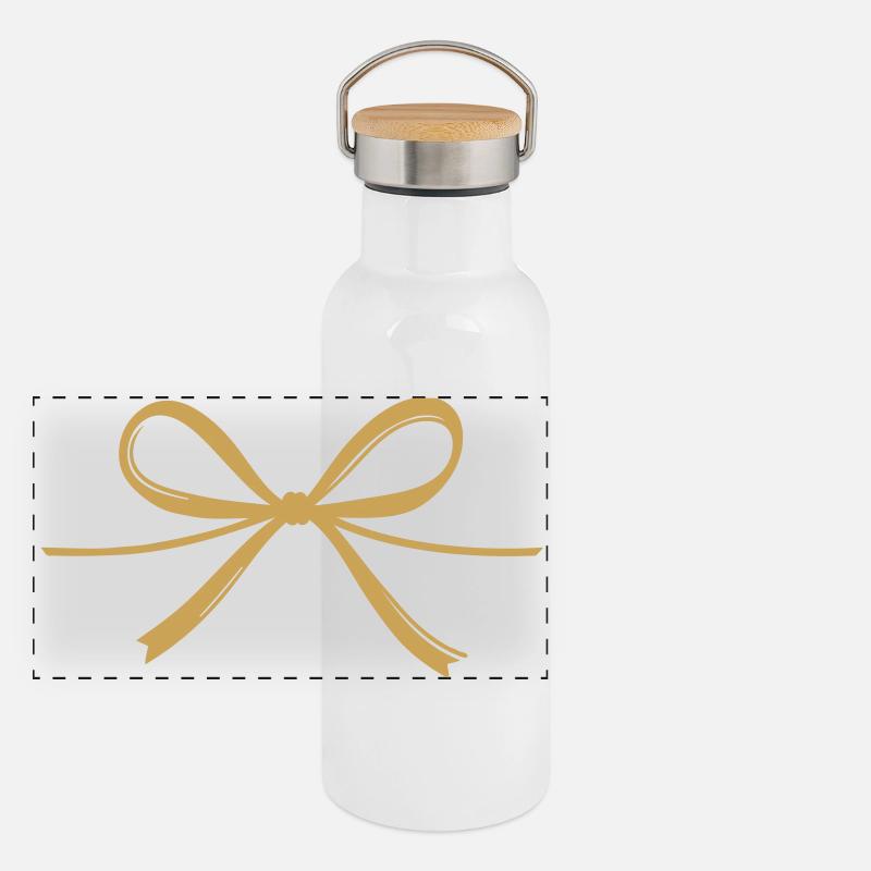 Schleife Personalisierbar Panorama Thermosflasche mit Bambusdeckel