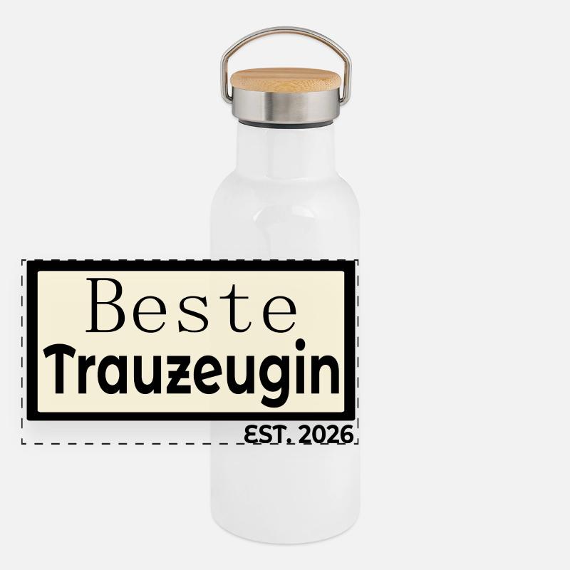 Hochzeit Beste Trauzeugin 2026 Panorama Thermosflasche mit Bambusdeckel