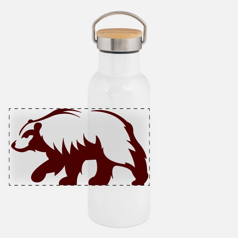 Waldbär Silhouette Panorama Thermosflasche mit Bambusdeckel