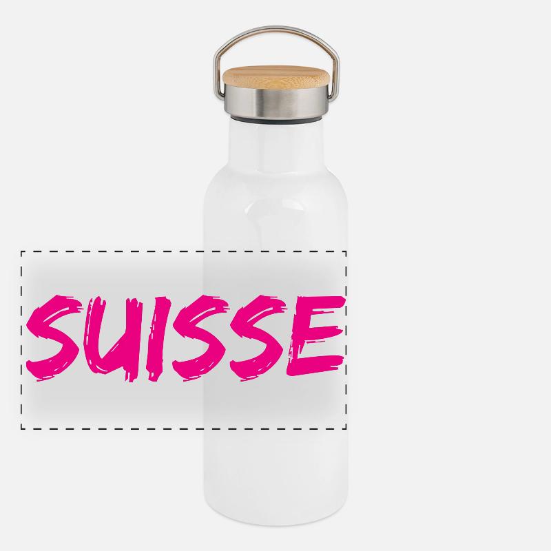 SUISSE. PAYS Gourde isotherme avec bouchon en bambou