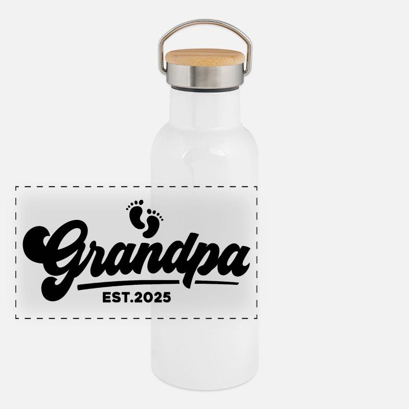 Papy 2025 Gourde isotherme avec bouchon en bambou