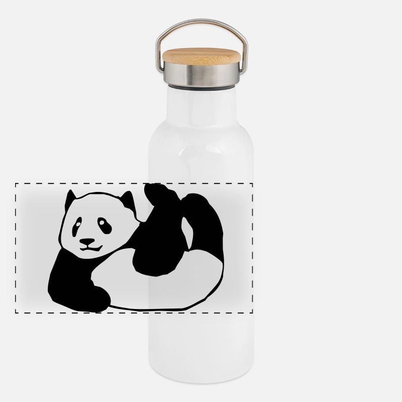 Panda, ours, animal Gourde isotherme avec bouchon en bambou