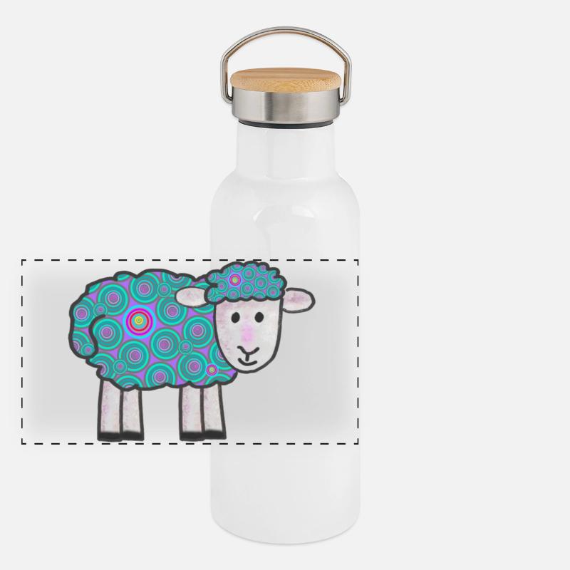 Spiral Sheep Pattern Panoramic Thermal Bottle with Bamboo Lid