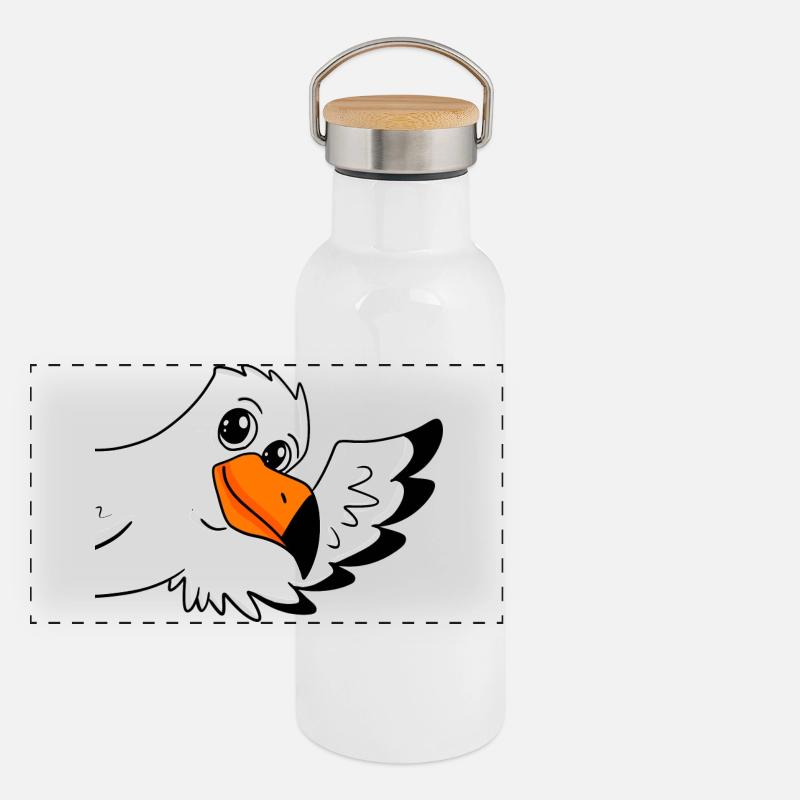 Möwe Gruß Begrüßung Panorama Thermosflasche mit Bambusdeckel
