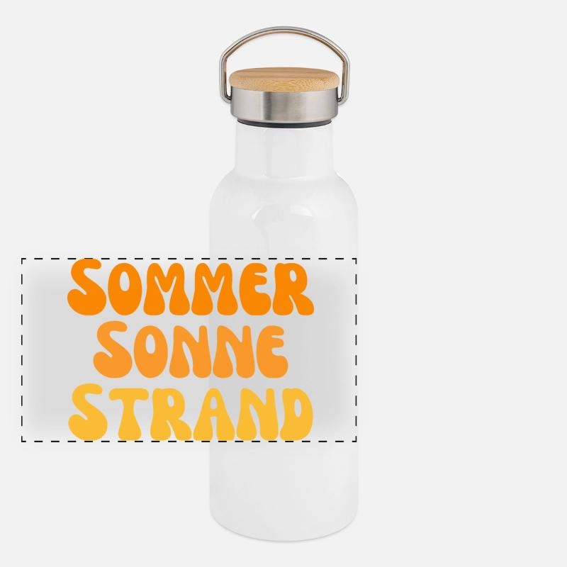 Summer Sun Beach Nectarine - Panoramic Thermal Bottle with Bamboo Lid - white