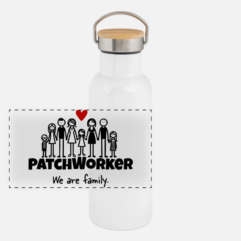 Patchworker We are family Panorama Thermosflasche mit Bambusdeckel