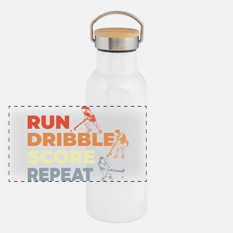 Courir, dribbler, marquer, répéter Gourde isotherme avec bouchon en bambou