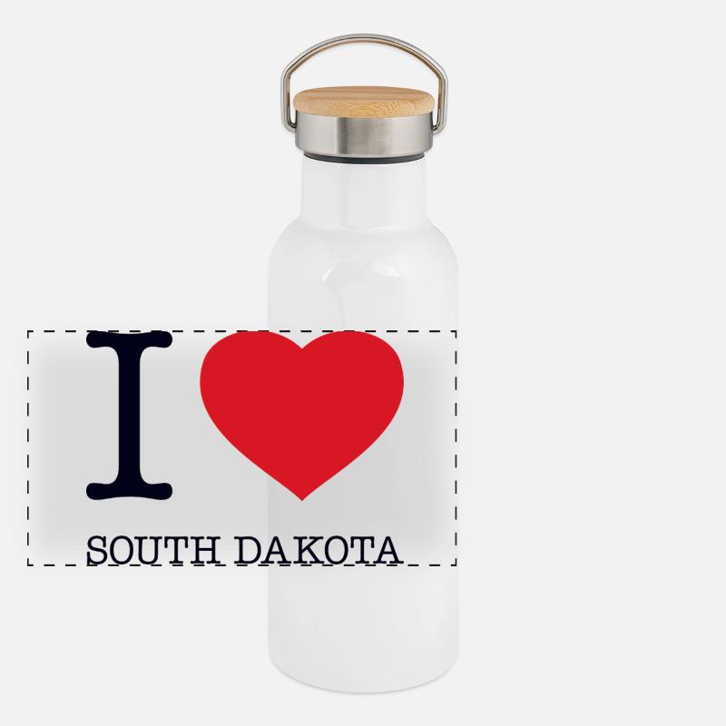 J’ADORE LE DAKOTA DU SUD Gourde isotherme avec bouchon en bambou