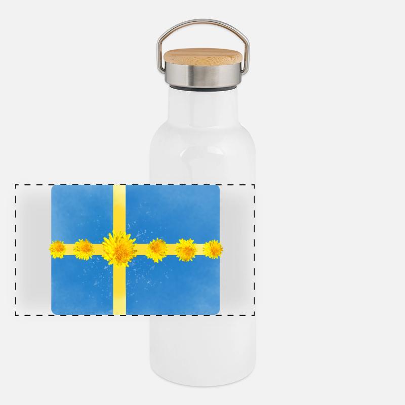 Schweden Blumen Midsommer Panorama Thermosflasche mit Bambusdeckel
