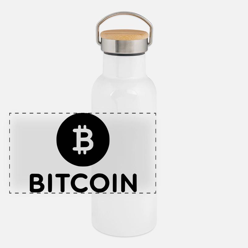 Bitcoin avec icône ronde Gourde isotherme avec bouchon en bambou
