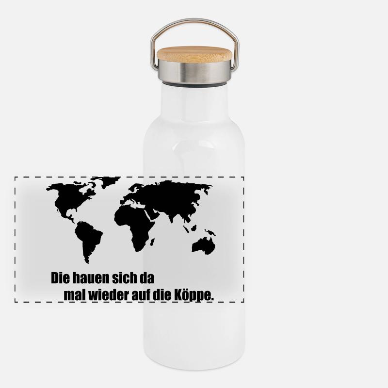 World map Panoramic Thermal Bottle with Bamboo Lid