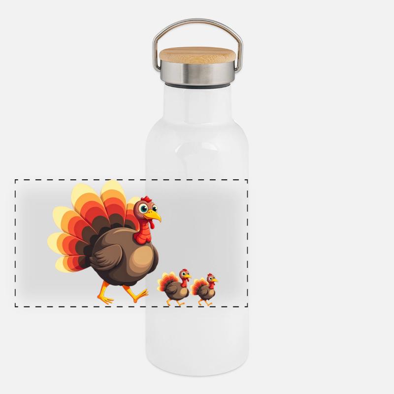 Bébé dinde de Thanksgiving Gourde isotherme avec bouchon en bambou