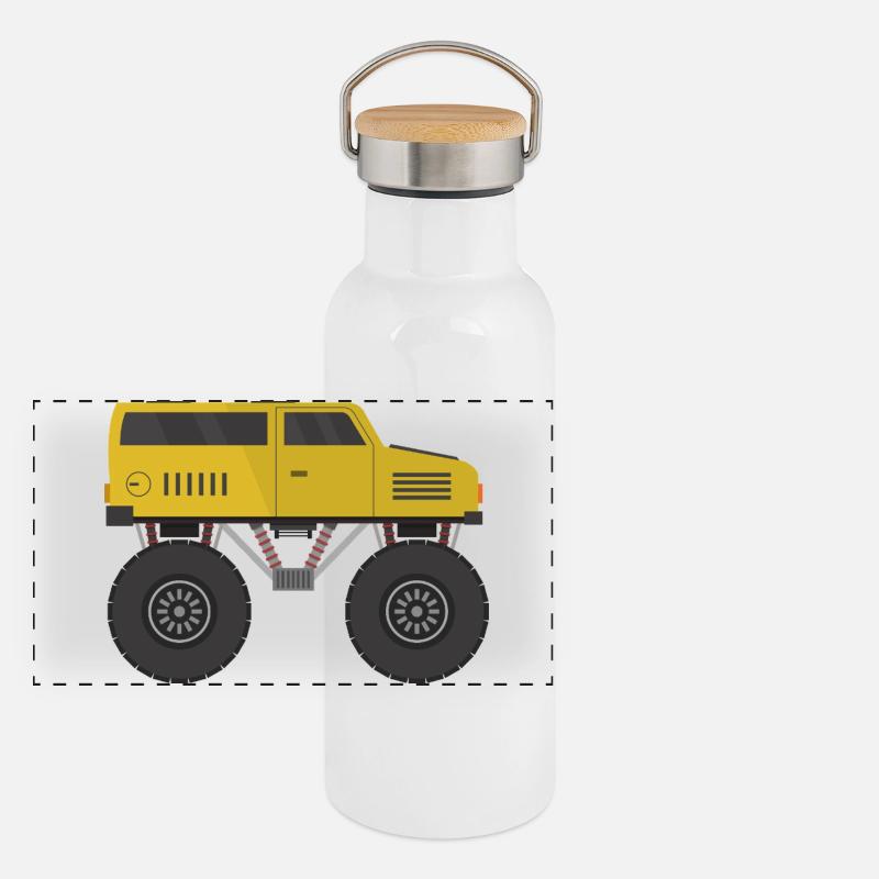 Monstertruck Panorama Thermosflasche mit Bambusdeckel