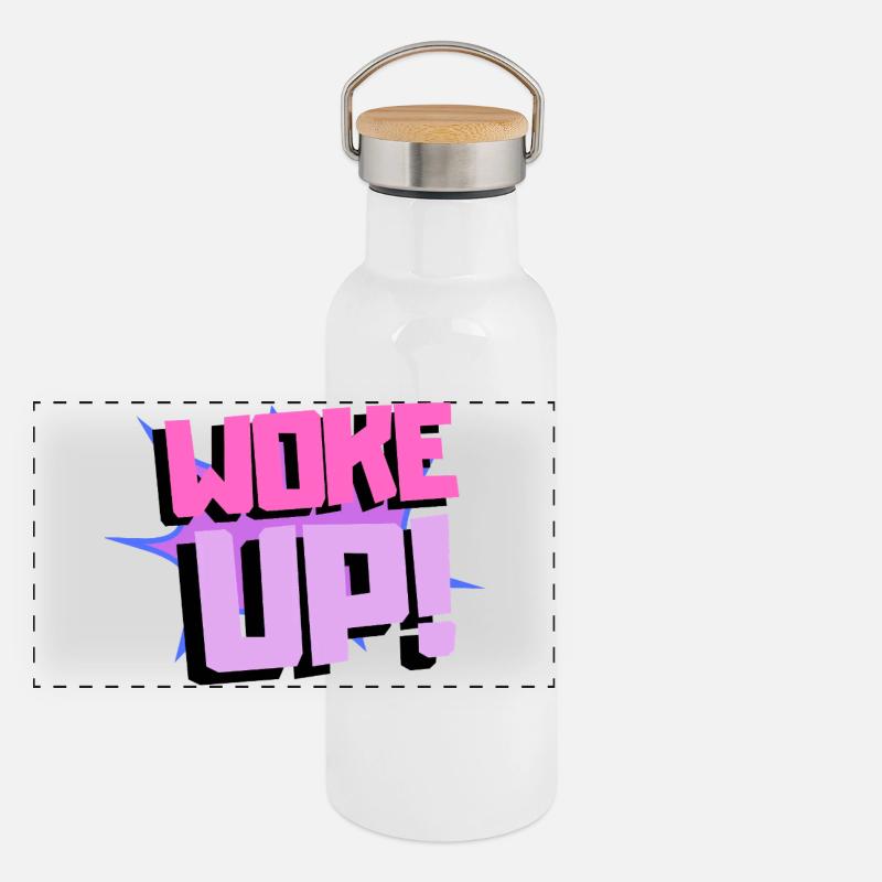 woke up Panoramic Thermal Bottle with Bamboo Lid