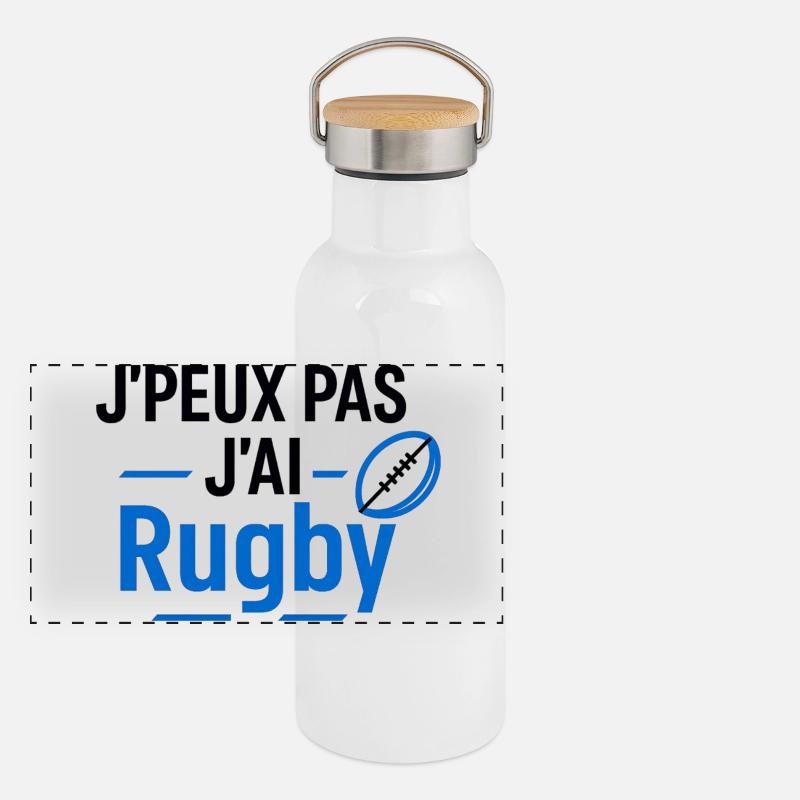 J'peux pas j'ai Rugby Graphique Gourde isotherme avec bouchon en bambou