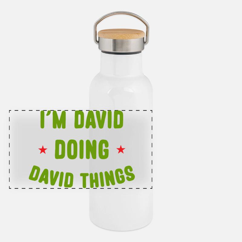 I am David Doing David Things Funny Quotes Panoramic Thermal Bottle with Bamboo Lid