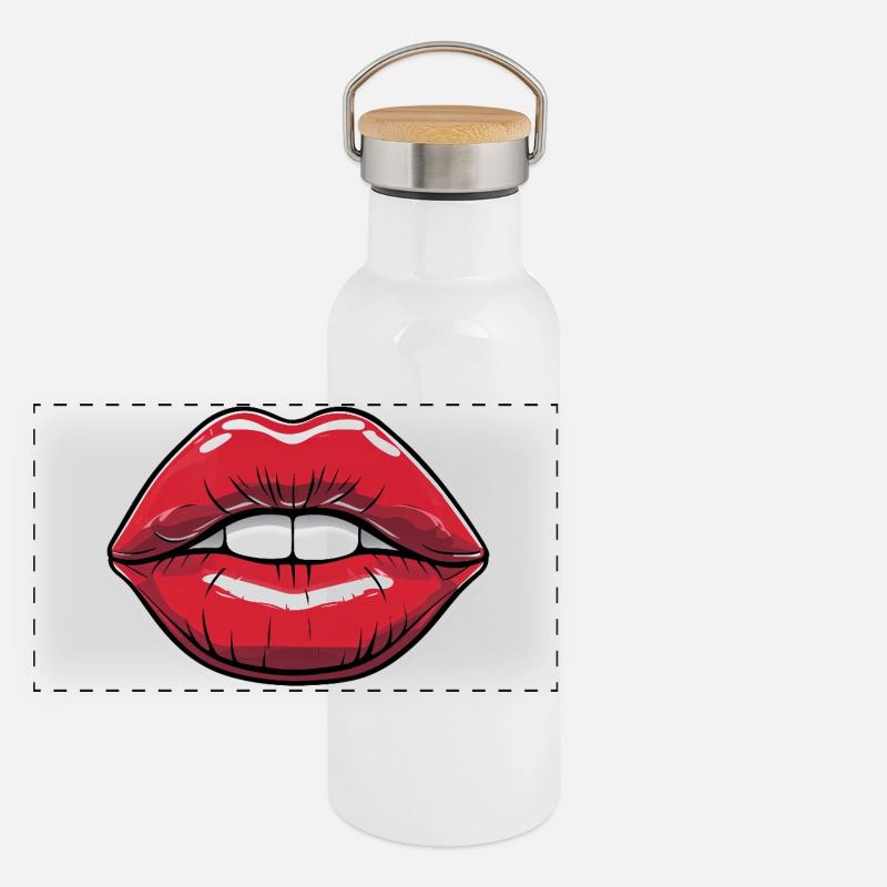 Lèvres embrassables Style bande dessinée rouge à lèvres Gourde isotherme avec bouchon en bambou