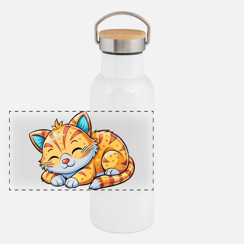 Sleeping cat Panoramic Thermal Bottle with Bamboo Lid