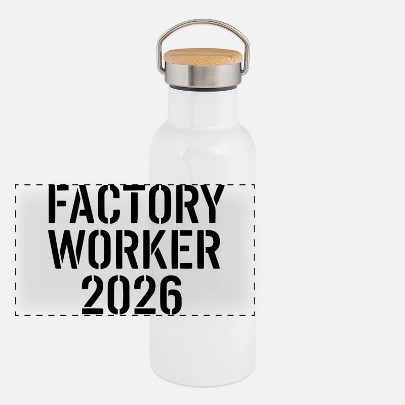 Ouvrier d’usine 2026 – forte motivation industrielle Gourde isotherme avec bouchon en bambou