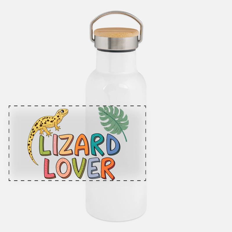 Lizard Lover Couleurs Gourde isotherme avec bouchon en bambou