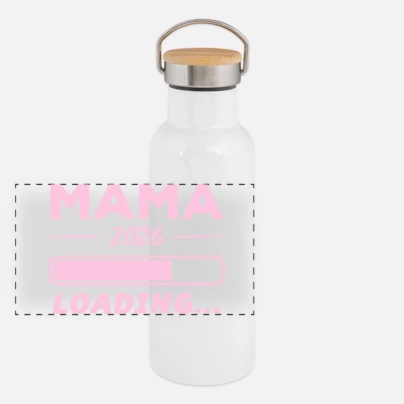 Mama 2026 Loading... Panorama Thermosflasche mit Bambusdeckel