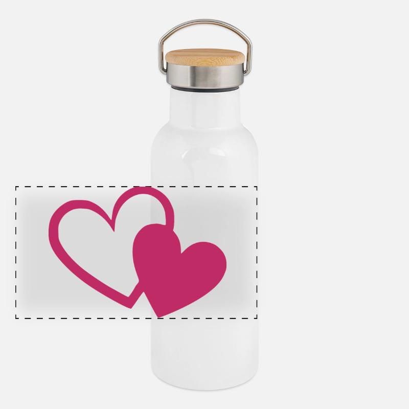 Cœur Cadeau rouge de la Saint-Valentin Gourde isotherme avec bouchon en bambou