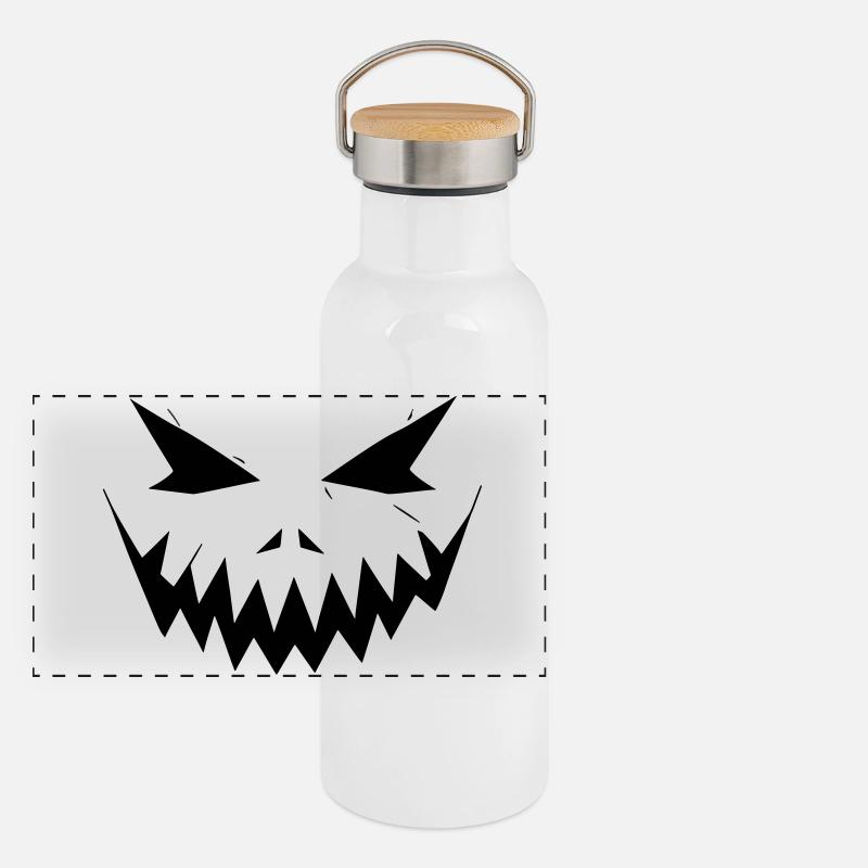 Visage d’Halloween Gourde isotherme avec bouchon en bambou