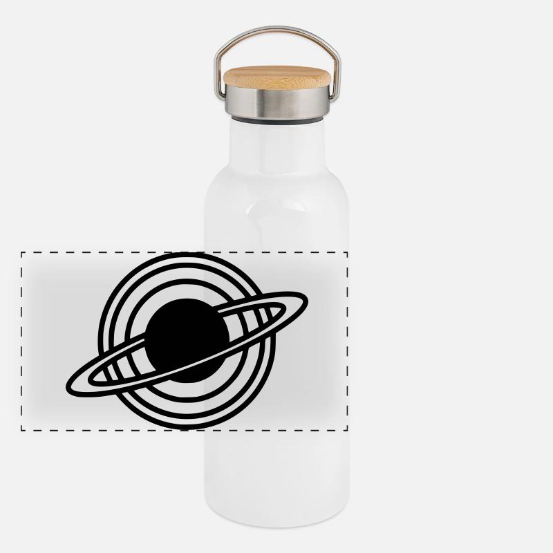 Silhouette des anneaux de la planète Saturne Gourde isotherme avec bouchon en bambou