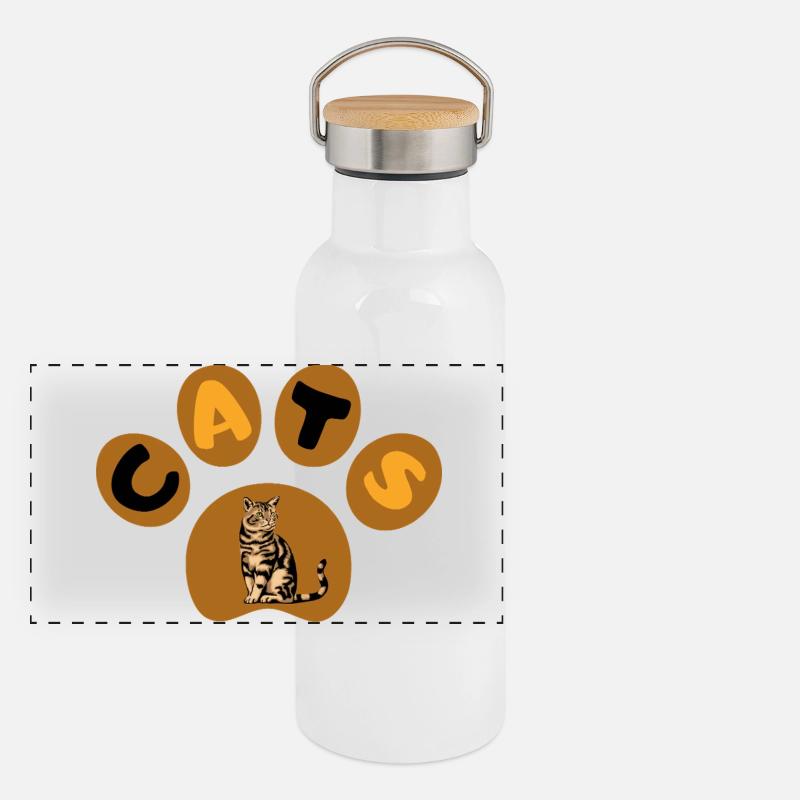 Chat Gourde isotherme avec bouchon en bambou