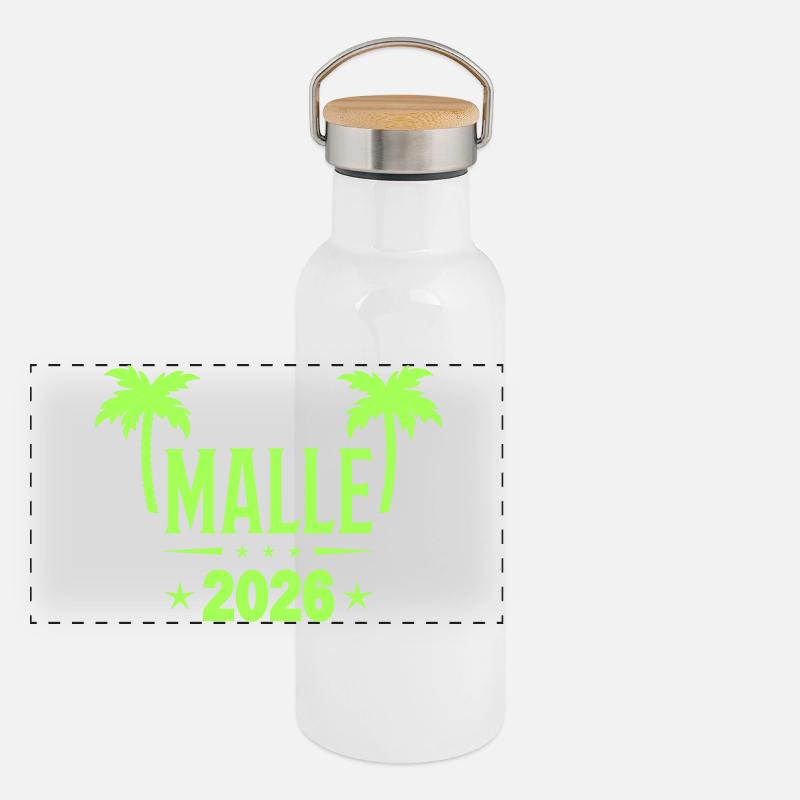Malle 2026 Palm Trees Neon Panoramic Thermal Bottle with Bamboo Lid