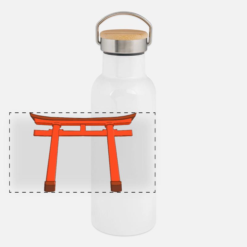 Lebendiges Torii-Tor Panorama Thermosflasche mit Bambusdeckel