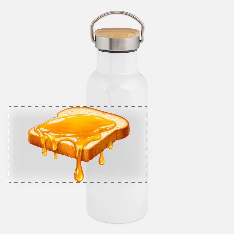 Illustration Honig auf Weißbrot  Panorama Thermosflasche mit Bambusdeckel