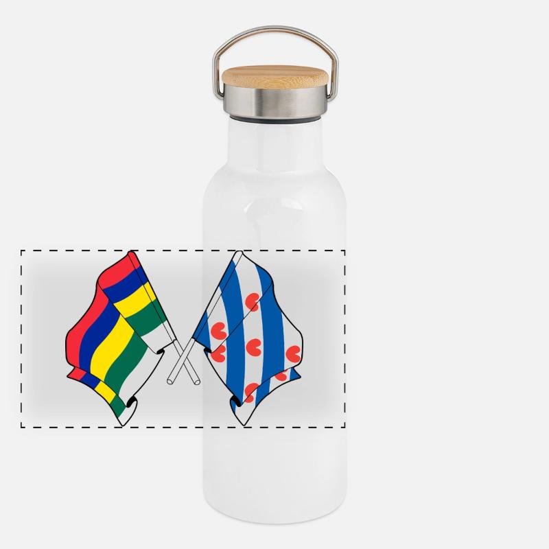 Drapeaux croisés de Terschelling et Frise Gourde isotherme avec bouchon en bambou