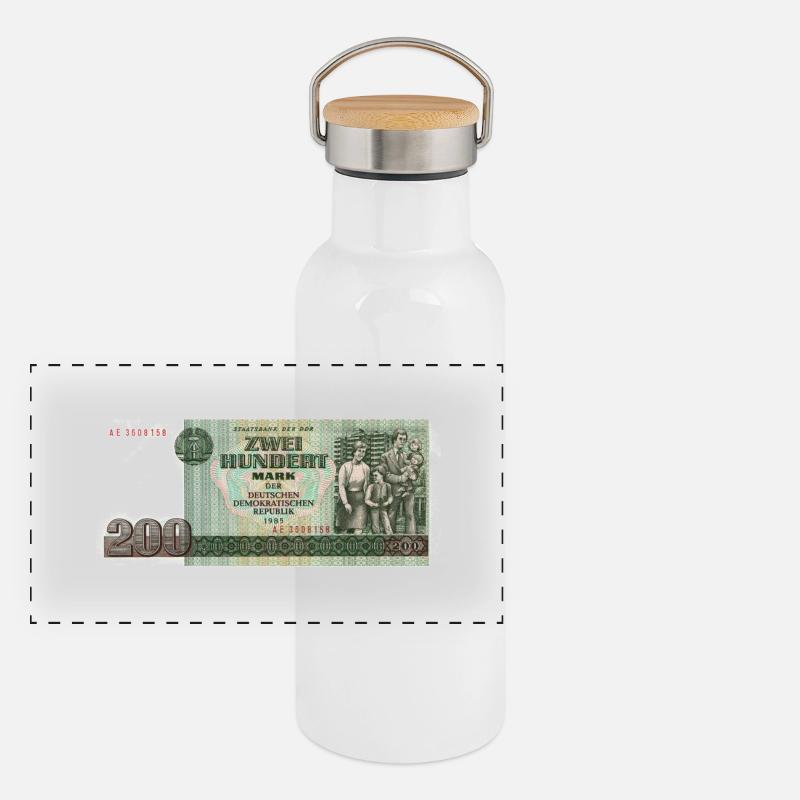 200 mark der ddr Panorama Thermosflasche mit Bambusdeckel
