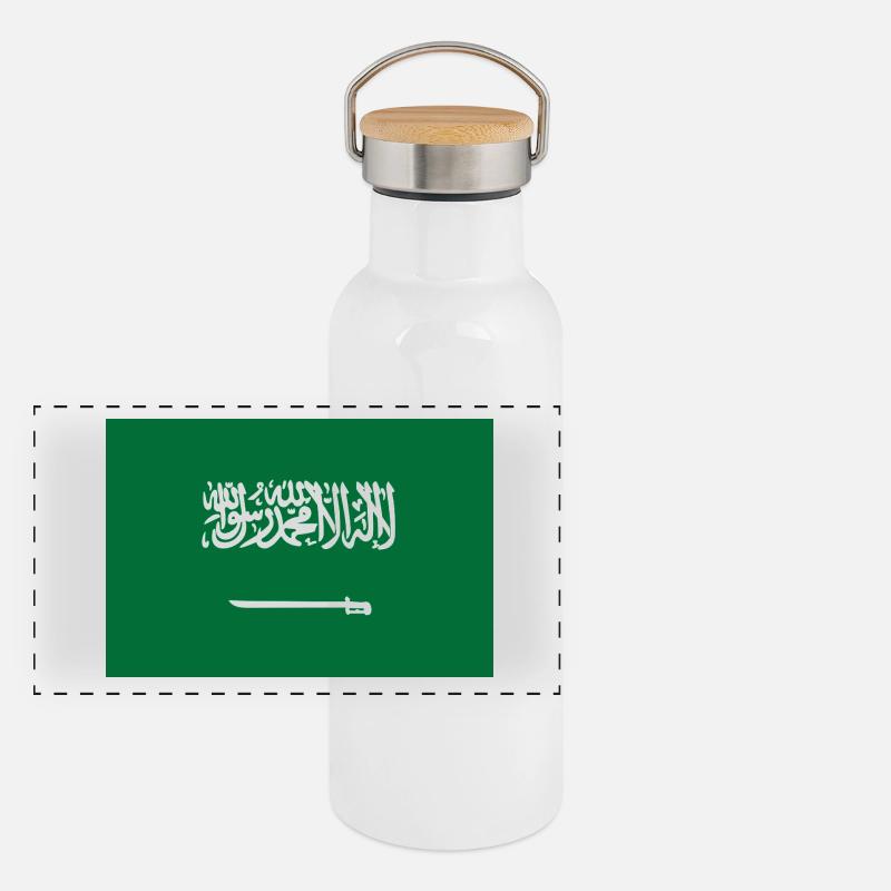 Drapeau national d'Arabie Saoudite Gourde isotherme avec bouchon en bambou