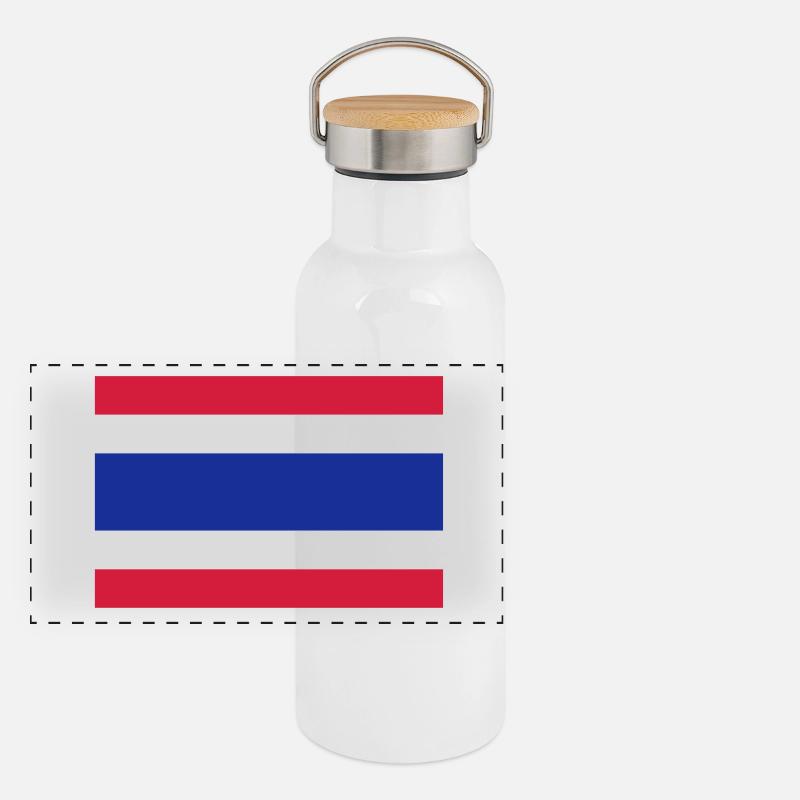 Drapeau national de la Thaïlande Gourde isotherme avec bouchon en bambou