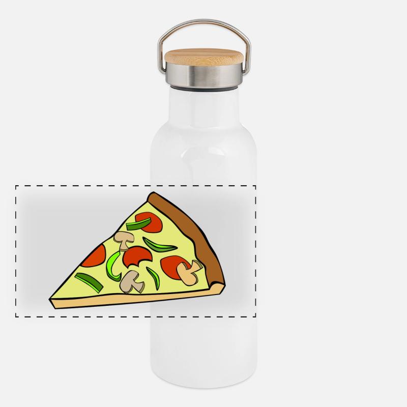 Pizza Pizzastück Panorama Thermosflasche mit Bambusdeckel