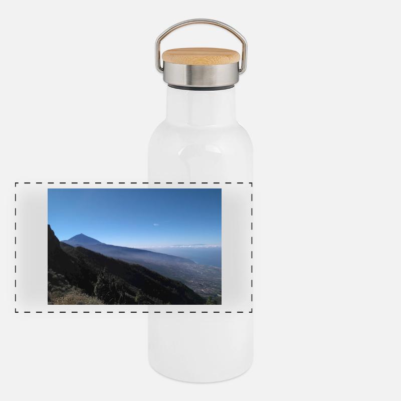 Blick auf Vulkan Telde, Teneriffa Panorama Thermosflasche mit Bambusdeckel