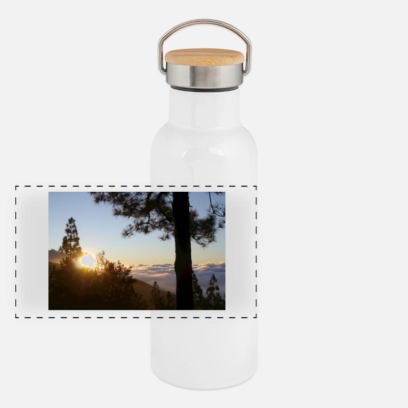 Teide, Teneriffa Panorama Thermosflasche mit Bambusdeckel