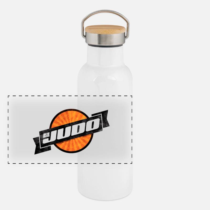 Judo Rétro Logo Gourde isotherme avec bouchon en bambou