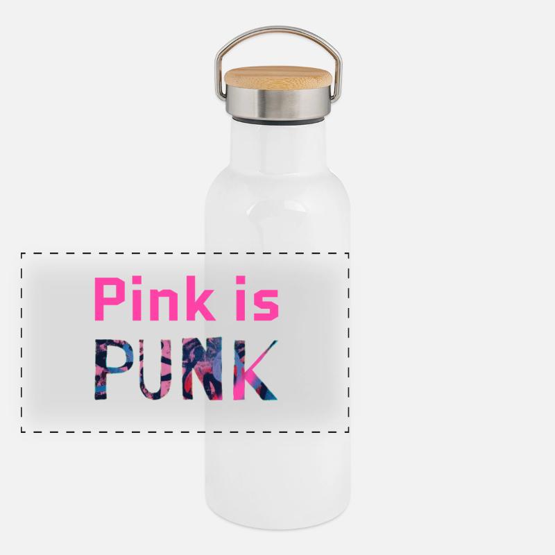 Pink is Punk Panorama Thermosflasche mit Bambusdeckel