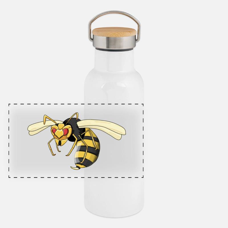 Wespe Panorama Thermosflasche mit Bambusdeckel