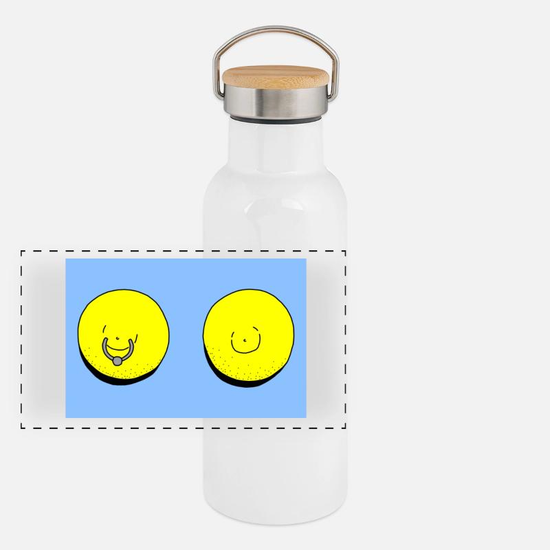 lemon light blue Panoramic Thermal Bottle with Bamboo Lid