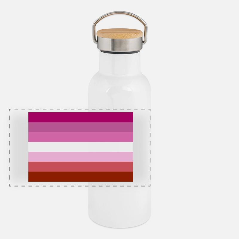 Lesbian Pride Flag Panoramic Thermal Bottle with Bamboo Lid