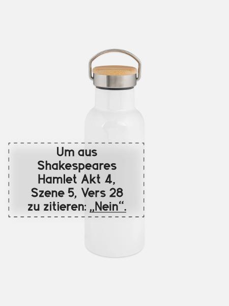 Shakespeare Hamlet NEIN - Panorama Thermosflasche mit Bambusdeckel - Weiß