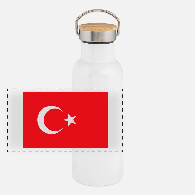 Drapeau de la Turquie Gourde isotherme avec bouchon en bambou