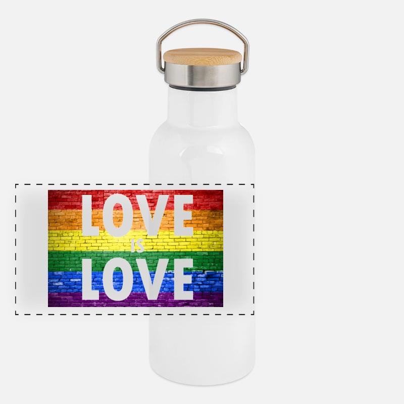 L'amour est l'amour Gay Pride Gourde isotherme avec bouchon en bambou