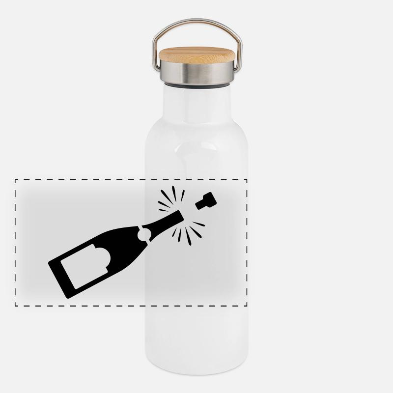 Eine Flasche Panorama Thermosflasche mit Bambusdeckel