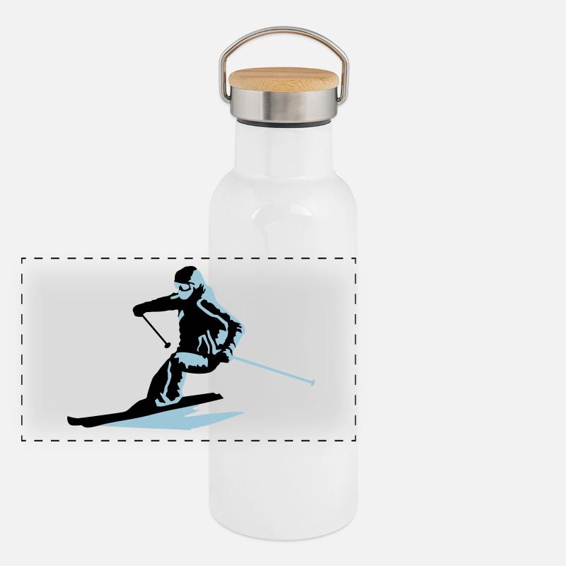 skieur, ski Gourde isotherme avec bouchon en bambou