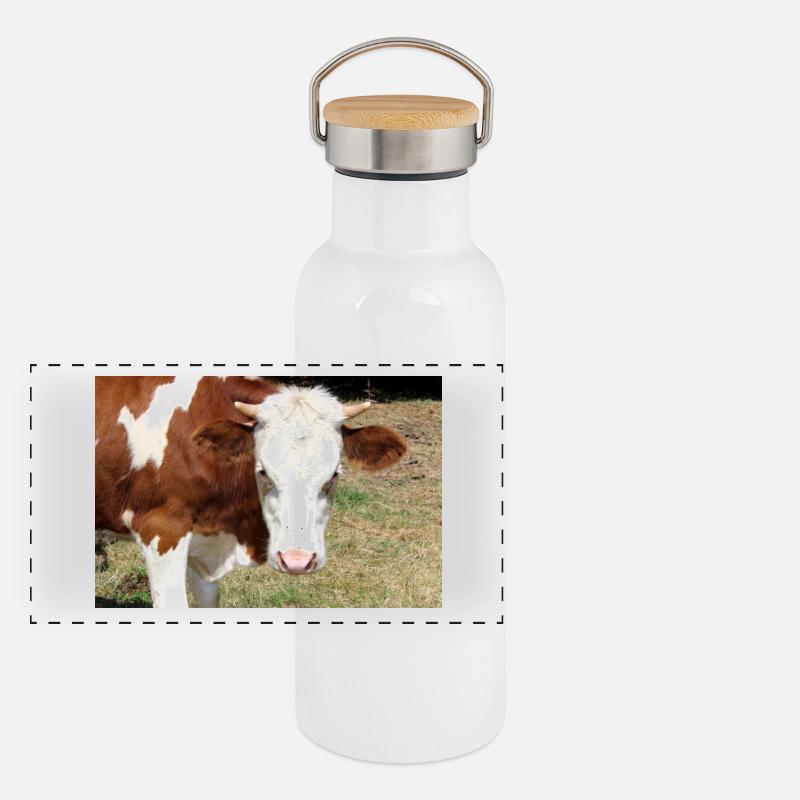 Affiche de vache Gourde isotherme avec bouchon en bambou
